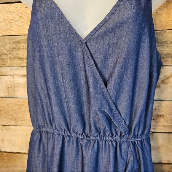 Naif women's dark chambray blue faux wrap dress size xl - Picture 5 of 11